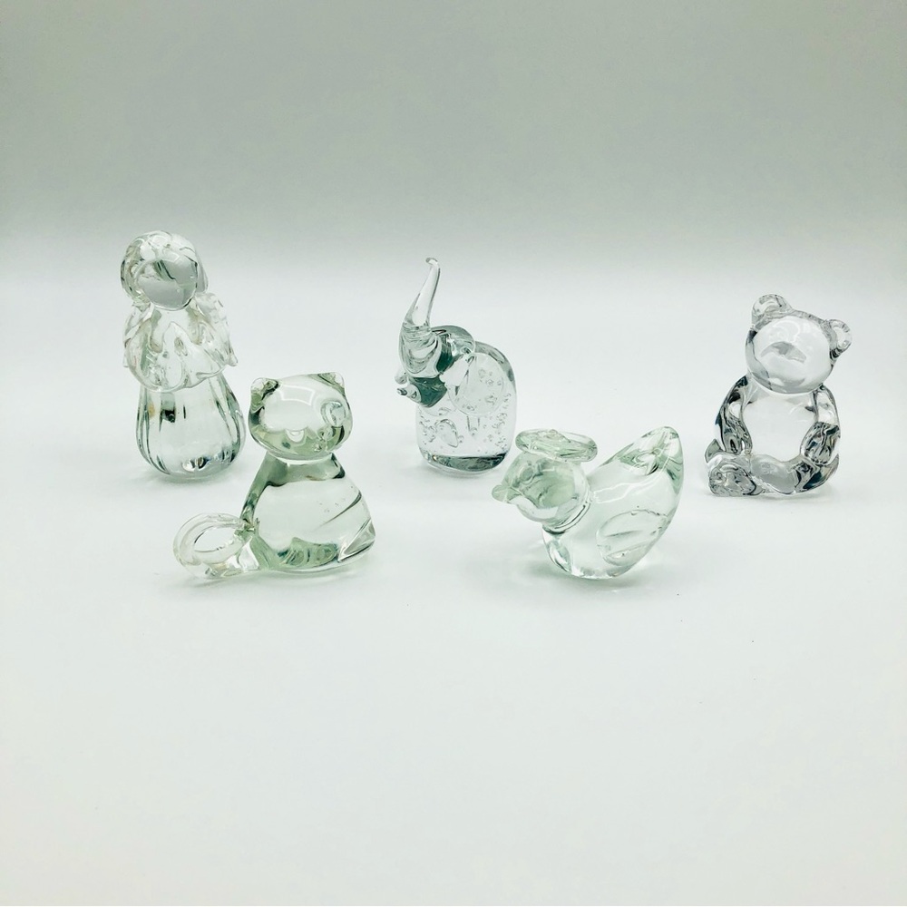 Clear Glass Figurines Set (Set of 5)